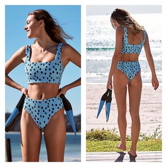 Free People Other - NWT Free People + Aila Blue Pixie Top SMALL and Bambi Bottom Set in Ocean Dot XS